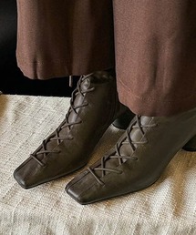 AMELY | スクエアトゥレースアップブーツ(ブーツ)