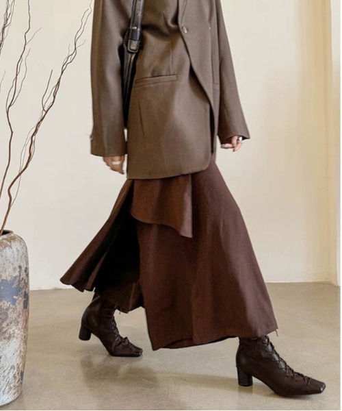 AMELY（エミリー）の「スクエアトゥレースアップブーツ（ブーツ・レディース・カーキ/ブラック/ブラウン・36/35/39/38/37）」の10枚目の写真