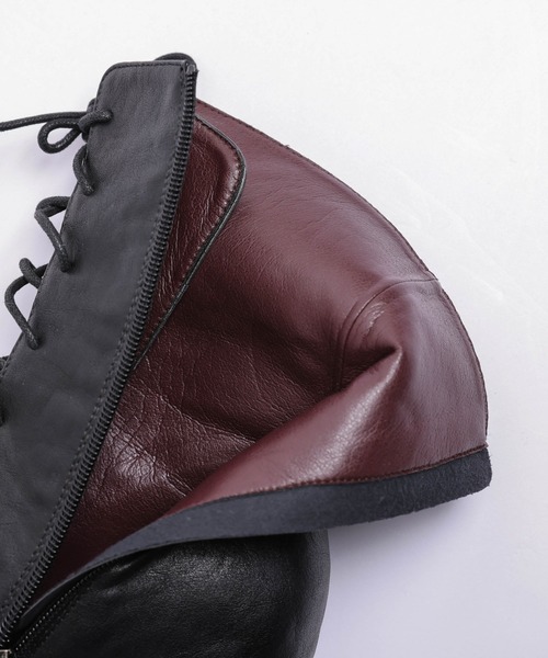 AMELY（エミリー）の「スクエアトゥレースアップブーツ（ブーツ・レディース・カーキ/ブラック/ブラウン・36/35/39/38/37）」の20枚目の写真