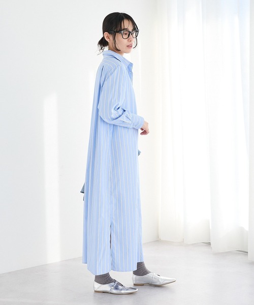 CRAFT STANDARD BOUTIQUE（クラフトスタンダードブティック）の「ストライプシャツワンピース◆（シャツワンピース・レディース・ブルー系その他6/ベージュ系その他2・FREE）」の6枚目の写真