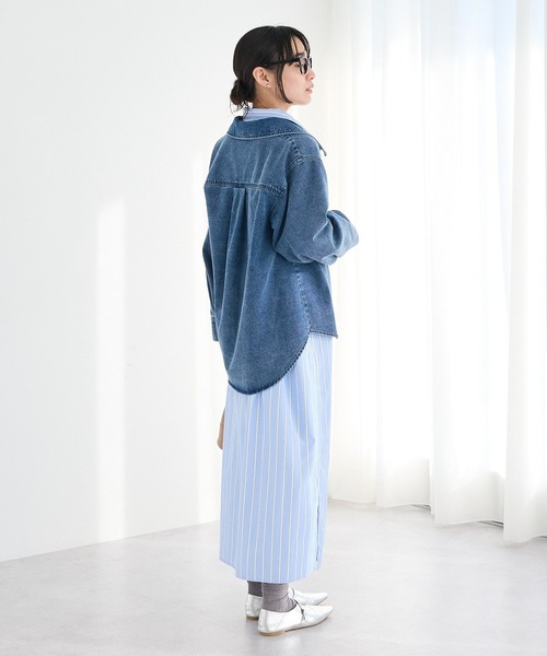 CRAFT STANDARD BOUTIQUE（クラフトスタンダードブティック）の「ストライプシャツワンピース◆（シャツワンピース・レディース・ブルー系その他6/ベージュ系その他2・FREE）」の8枚目の写真