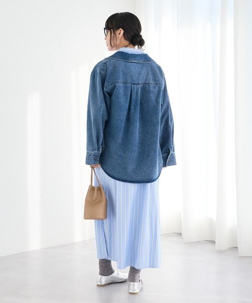 CRAFT STANDARD BOUTIQUE（クラフトスタンダードブティック）の「ストライプシャツワンピース◆（シャツワンピース・レディース・ブルー系その他6/ベージュ系その他2・FREE）」の9枚目の写真