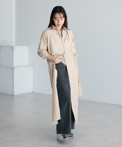 CRAFT STANDARD BOUTIQUE（クラフトスタンダードブティック）の「ストライプシャツワンピース◆（シャツワンピース・レディース・ブルー系その他6/ベージュ系その他2・FREE）」の11枚目の写真