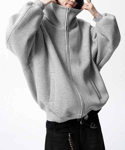 JOHNNY WOLF（ジョニーウルフ）の「FAPUTA オーバーサイズ ジップアップ パーカー（パーカー・メンズ・グレー/ブラック・L/M）」の5枚目の写真