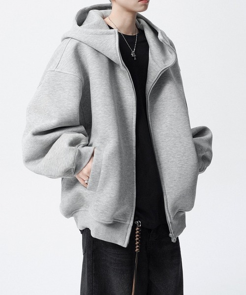 JOHNNY WOLF（ジョニーウルフ）の「FAPUTA オーバーサイズ ジップアップ パーカー（パーカー・メンズ・グレー/ブラック・L/M）」の6枚目の写真