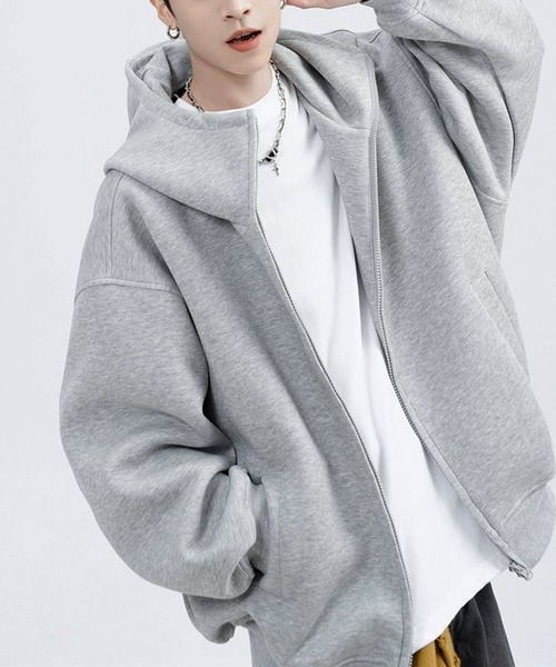 JOHNNY WOLF（ジョニーウルフ）の「FAPUTA オーバーサイズ ジップアップ パーカー（パーカー・メンズ・グレー/ブラック・L/M）」の14枚目の写真