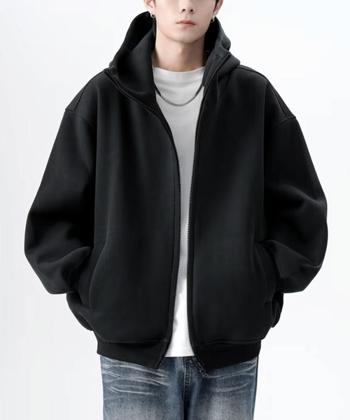 JOHNNY WOLF（ジョニーウルフ）の「FAPUTA オーバーサイズ ジップアップ パーカー（パーカー・メンズ・グレー/ブラック・L/M）」の15枚目の写真