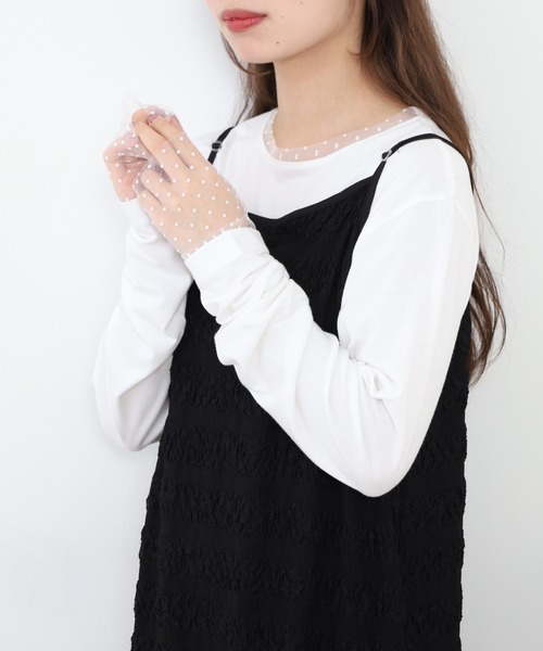 FUNALIVE(ファンアライブ)の「ドットチュールドッキングカットソー(Tシャツ/カットソー・レディース・オフホワイト/ブラック・M)」の4枚目の写真