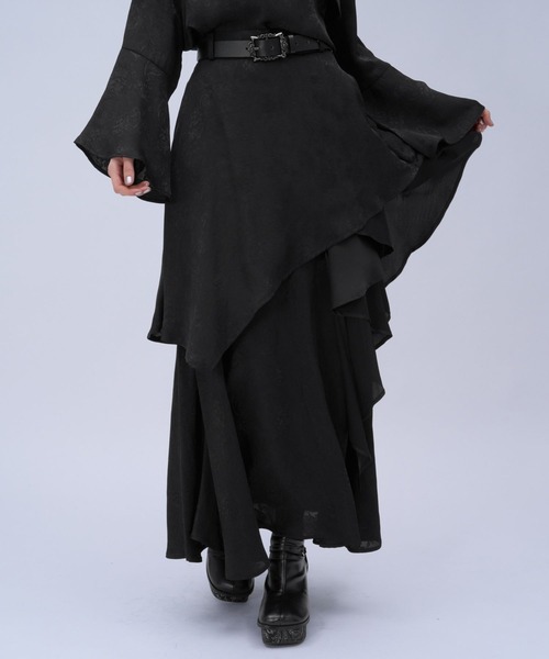 HARE（ハレ）の「ツヤジャガードティアードスカート(HARE)（スカート・レディース・ブルー/ブラック・FREE）」の7枚目の写真