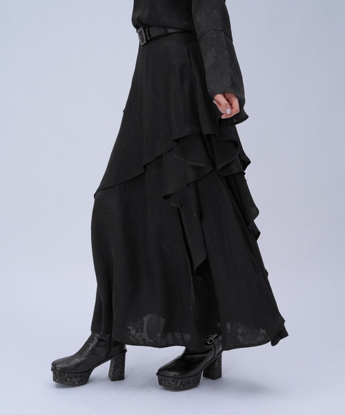 HARE（ハレ）の「ツヤジャガードティアードスカート(HARE)（スカート・レディース・ブルー/ブラック・FREE）」の8枚目の写真