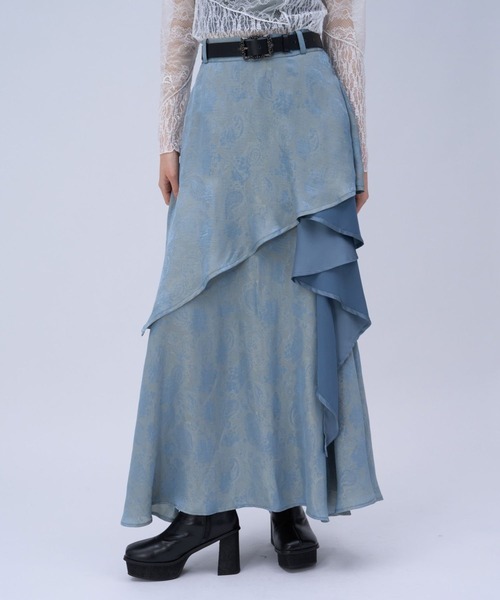 HARE（ハレ）の「ツヤジャガードティアードスカート(HARE)（スカート・レディース・ブルー/ブラック・FREE）」の13枚目の写真