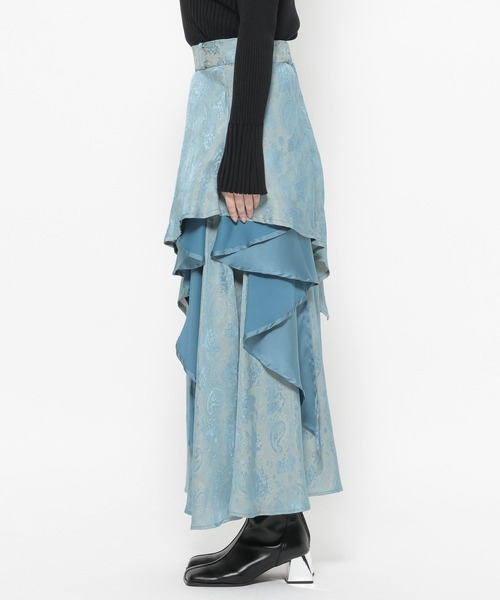 HARE（ハレ）の「ツヤジャガードティアードスカート(HARE)（スカート・レディース・ブルー/ブラック・FREE）」の17枚目の写真