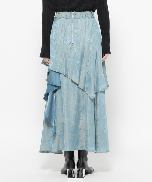 HARE（ハレ）の「ツヤジャガードティアードスカート(HARE)（スカート・レディース・ブルー/ブラック・FREE）」の18枚目の写真