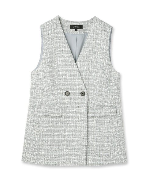 UNTITLED(アンタイトル)の「ツイードカラーレスジレ(ブルゾン・レディース・ライトグレー系3・00/02/04/44/48)」の2枚目の写真