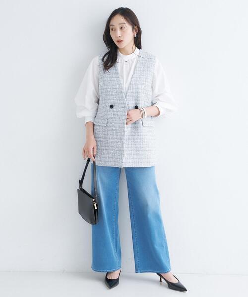 UNTITLED(アンタイトル)の「ツイードカラーレスジレ(ブルゾン・レディース・ライトグレー系3・00/02/04/44/48)」の4枚目の写真