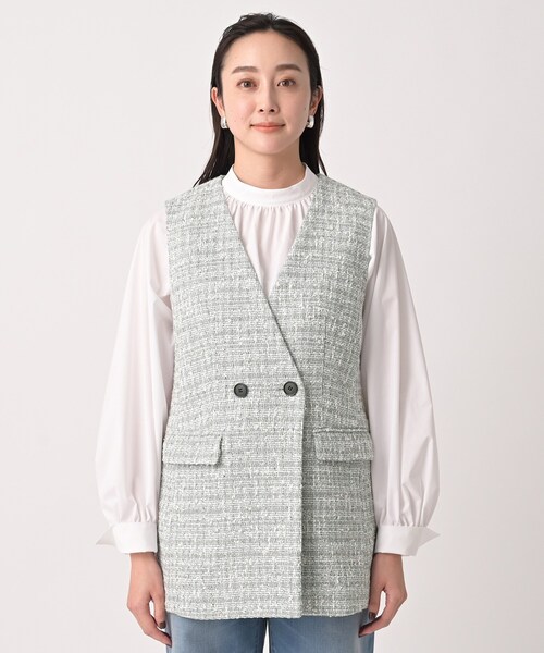 UNTITLED(アンタイトル)の「ツイードカラーレスジレ(ブルゾン・レディース・ライトグレー系3・00/02/04/44/48)」の7枚目の写真