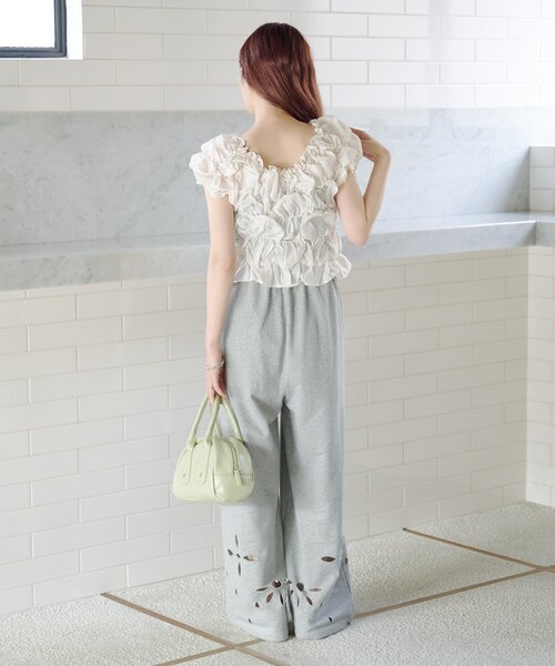 Kastane（カスタネ）の「【2026SSカタログ/2サイズ展開/低身長サイズ】カットアウトスウェットパンツ（スウェットパンツ・レディース・ピンク/グレー・1/0）」の22枚目の写真