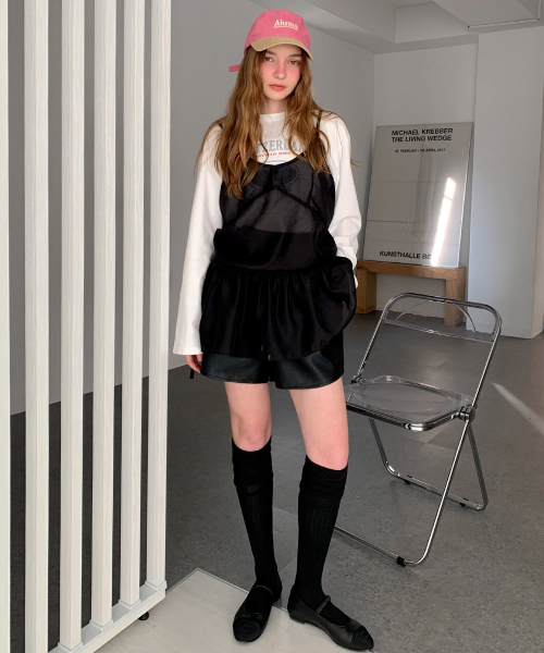 VASCARA(バスカラ)の「Layered See-Through Mini Dress (2colors)(ワンピース・レディース・ホワイト/ブラック・FREE)」の3枚目の写真