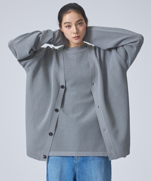FORTUNA HOMME（フォルトゥナオム）の「【FORTUNA / フォルトゥナ】ECOTEC KnitMeshCD/エコテックニットメッシュカーディガン/ユニセックス/【WEB限定】（ニット/セーター・メンズ・グレー/ブラック/ホワイト・L/M）」の3枚目の写真