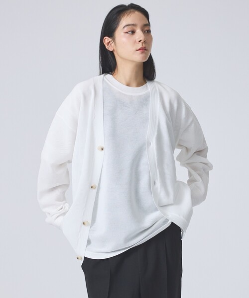 FORTUNA HOMME（フォルトゥナオム）の「【FORTUNA / フォルトゥナ】ECOTEC KnitMeshCD/エコテックニットメッシュカーディガン/ユニセックス/【WEB限定】（ニット/セーター・メンズ・グレー/ブラック/ホワイト・L/M）」の2枚目の写真