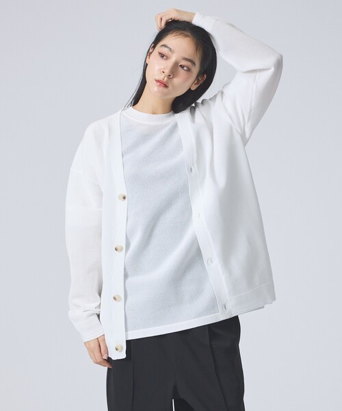 FORTUNA HOMME（フォルトゥナオム）の「【FORTUNA / フォルトゥナ】ECOTEC KnitMeshCD/エコテックニットメッシュカーディガン/ユニセックス/【WEB限定】（ニット/セーター・メンズ・グレー/ブラック/ホワイト・L/M）」の8枚目の写真