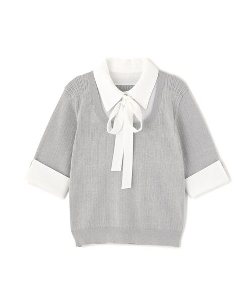 PROPORTION BODY DRESSING(プロポーションボディドレッシング)の「<E>リボンシャツドッキングニット / 1216175301(ニット/セーター・レディース・ネイビー/グレー・FREE)」の18枚目の写真