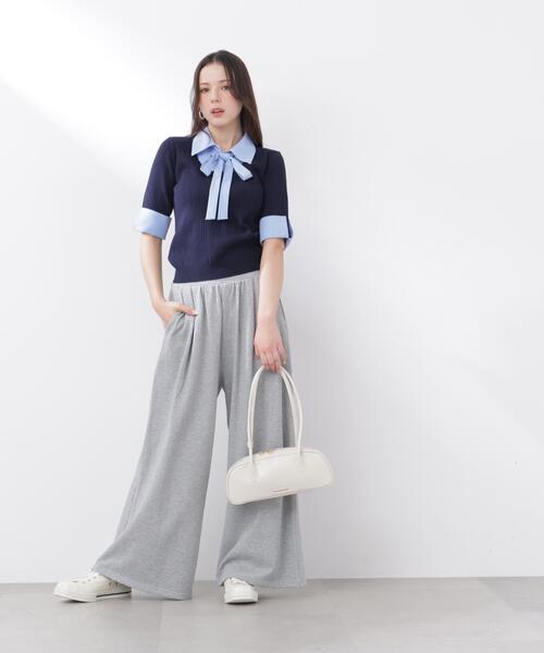 PROPORTION BODY DRESSING(プロポーションボディドレッシング)の「<E>リボンシャツドッキングニット / 1216175301(ニット/セーター・レディース・ネイビー/グレー・FREE)」の22枚目の写真