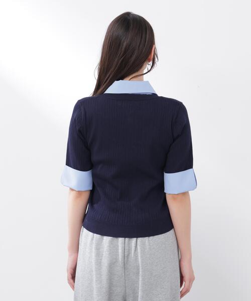 PROPORTION BODY DRESSING(プロポーションボディドレッシング)の「<E>リボンシャツドッキングニット / 1216175301(ニット/セーター・レディース・ネイビー/グレー・FREE)」の10枚目の写真
