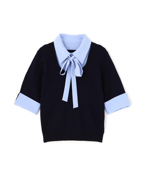 PROPORTION BODY DRESSING(プロポーションボディドレッシング)の「<E>リボンシャツドッキングニット / 1216175301(ニット/セーター・レディース・ネイビー/グレー・FREE)」の14枚目の写真