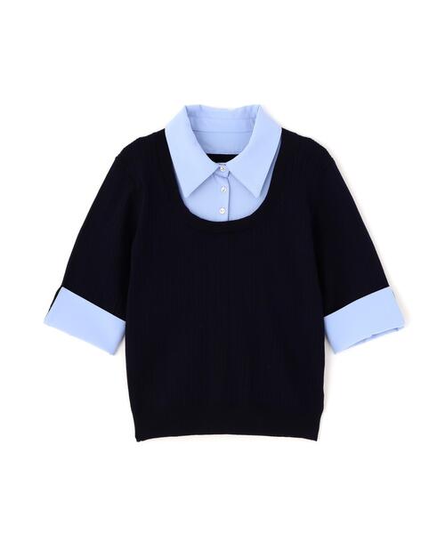 PROPORTION BODY DRESSING(プロポーションボディドレッシング)の「<E>リボンシャツドッキングニット / 1216175301(ニット/セーター・レディース・ネイビー/グレー・FREE)」の15枚目の写真