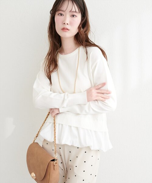 natural couture(ナチュラルクチュール)の「バルーンドッキングニット(ニット/セーター・レディース・イエロー/ブラック/サックスブルー/アイボリー・FREE)」の6枚目の写真