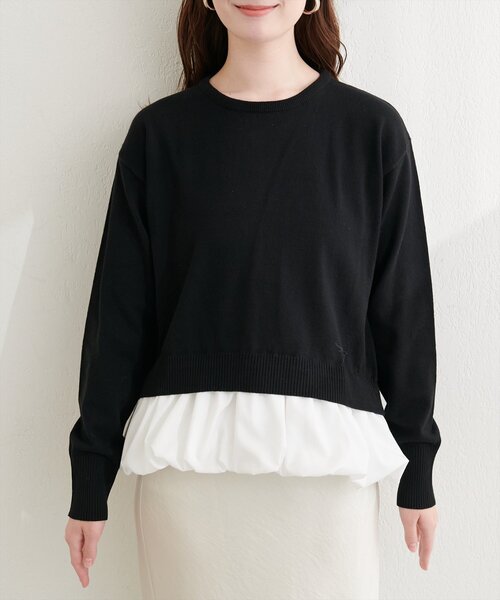 natural couture(ナチュラルクチュール)の「バルーンドッキングニット(ニット/セーター・レディース・イエロー/ブラック/サックスブルー/アイボリー・FREE)」の13枚目の写真