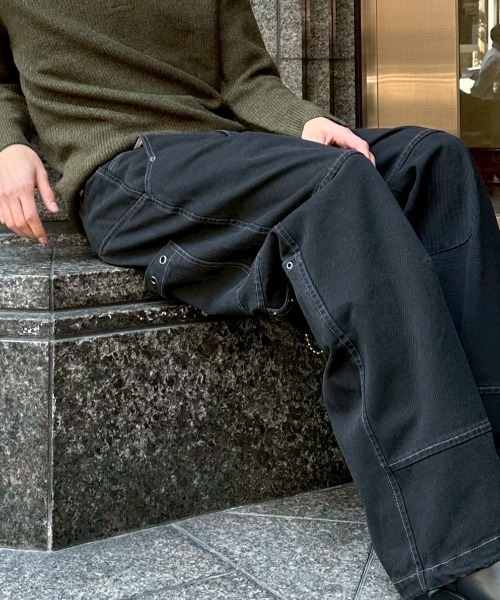 Chikashitsu +(チカシツプラス)の「【Chikashitsu +】eyelet pocket balloon pants / 【チカシツプラス】アイレットポケットバルーンパンツ(デニムパンツ・メンズ・ブラック・M/L)」の15枚目の写真