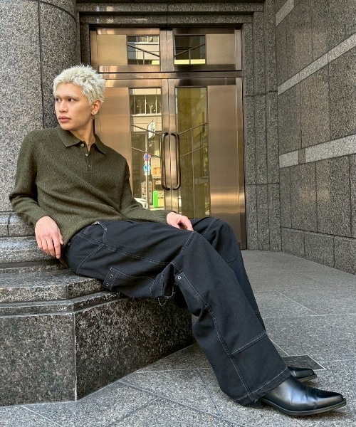 Chikashitsu +(チカシツプラス)の「【Chikashitsu +】eyelet pocket balloon pants / 【チカシツプラス】アイレットポケットバルーンパンツ(デニムパンツ・メンズ・ブラック・M/L)」の12枚目の写真