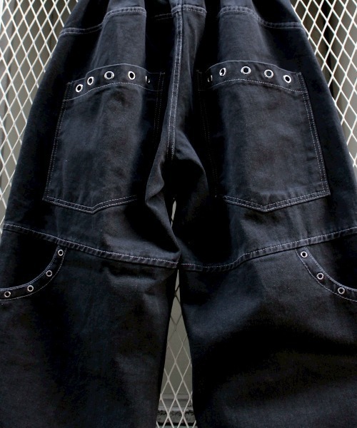Chikashitsu +(チカシツプラス)の「【Chikashitsu +】eyelet pocket balloon pants / 【チカシツプラス】アイレットポケットバルーンパンツ(デニムパンツ・メンズ・ブラック・M/L)」の18枚目の写真