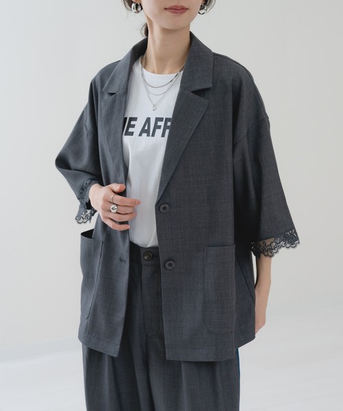 refinedworks（リファインドワークス）の「【refinedworks】袖レース テーラー ジャケット（その他アウター・レディース・ブラウン/チャコールグレー・FREE）」の3枚目の写真