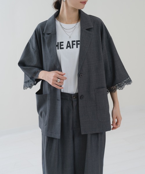refinedworks（リファインドワークス）の「【refinedworks】袖レース テーラー ジャケット（その他アウター・レディース・ブラウン/チャコールグレー・FREE）」の4枚目の写真