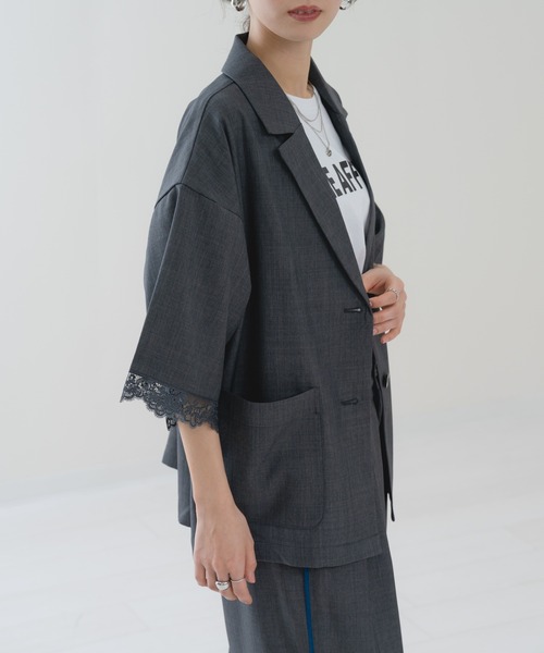 refinedworks（リファインドワークス）の「【refinedworks】袖レース テーラー ジャケット（その他アウター・レディース・ブラウン/チャコールグレー・FREE）」の5枚目の写真