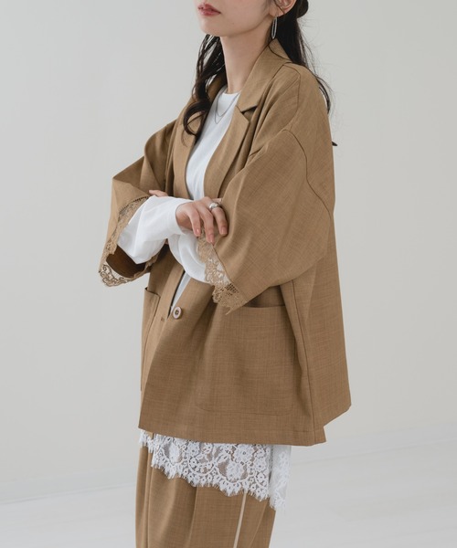 refinedworks（リファインドワークス）の「【refinedworks】袖レース テーラー ジャケット（その他アウター・レディース・ブラウン/チャコールグレー・FREE）」の7枚目の写真