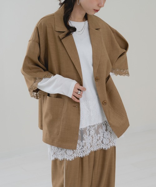 refinedworks（リファインドワークス）の「【refinedworks】袖レース テーラー ジャケット（その他アウター・レディース・ブラウン/チャコールグレー・FREE）」の8枚目の写真