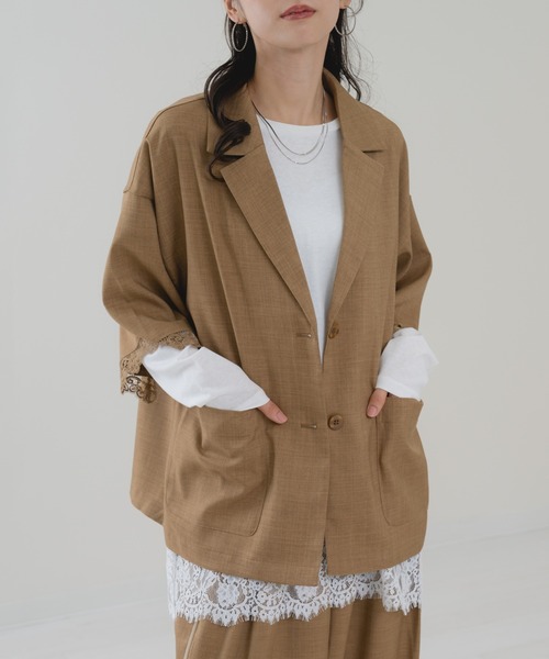refinedworks（リファインドワークス）の「【refinedworks】袖レース テーラー ジャケット（その他アウター・レディース・ブラウン/チャコールグレー・FREE）」の9枚目の写真