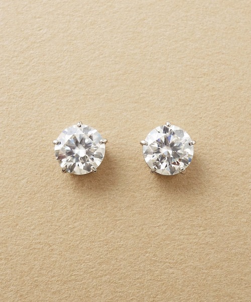 セカンドピアス]PT モアサナイトピアス( 5ミリ）（ピアス（両耳用