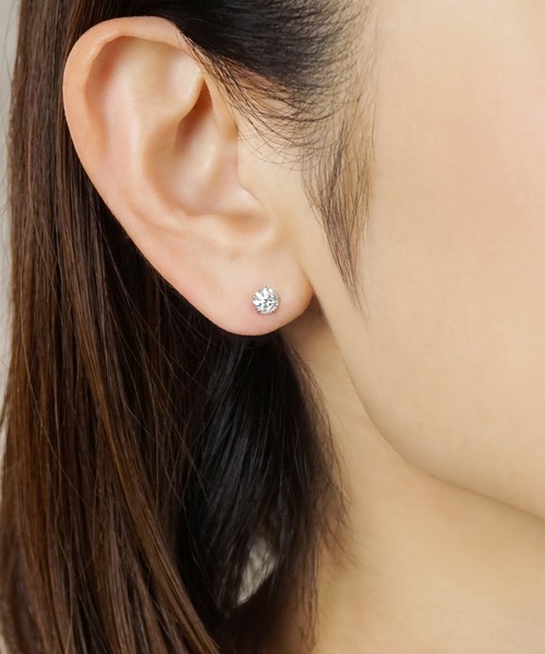 セカンドピアス]PT モアサナイトピアス( 5ミリ）（ピアス（両耳用
