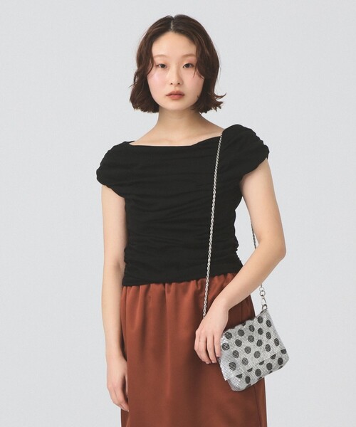 Ray BEAMS（レイビームス）の「ギャザー ドレープ Tシャツ（Tシャツ/カットソー・レディース・ブラック/ホワイト・ONE SIZE）」の2枚目の写真