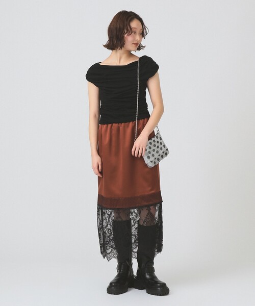 Ray BEAMS（レイビームス）の「ギャザー ドレープ Tシャツ（Tシャツ/カットソー・レディース・ブラック/ホワイト・ONE SIZE）」の14枚目の写真