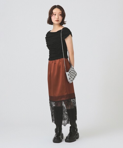 Ray BEAMS（レイビームス）の「ギャザー ドレープ Tシャツ（Tシャツ/カットソー・レディース・ブラック/ホワイト・ONE SIZE）」の15枚目の写真