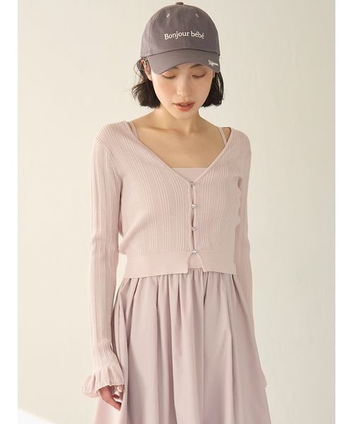 LILY BROWN(リリーブラウン)の「ウォッシャブルVネックニットカーディガン(カーディガン/ボレロ・レディース・ブラック/ピンクベージュ/その他・F)」の2枚目の写真