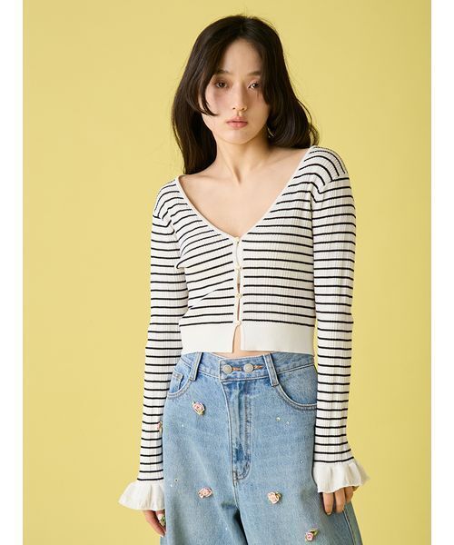 LILY BROWN(リリーブラウン)の「ウォッシャブルVネックニットカーディガン(カーディガン/ボレロ・レディース・ブラック/ピンクベージュ/その他・F)」の14枚目の写真