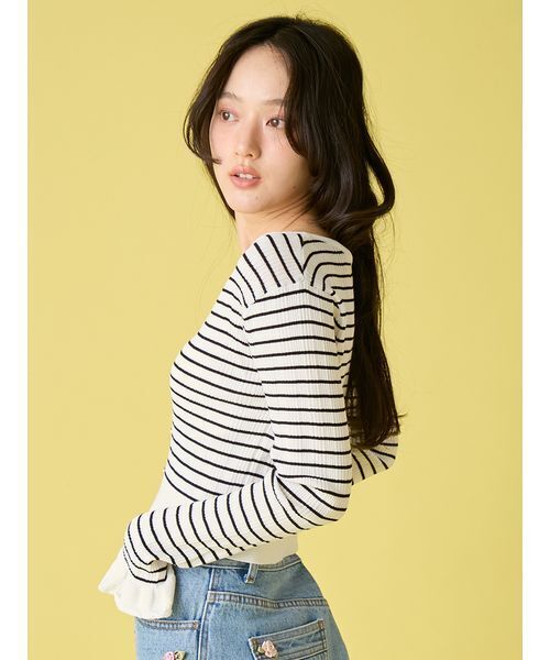 LILY BROWN(リリーブラウン)の「ウォッシャブルVネックニットカーディガン(カーディガン/ボレロ・レディース・ブラック/ピンクベージュ/その他・F)」の4枚目の写真