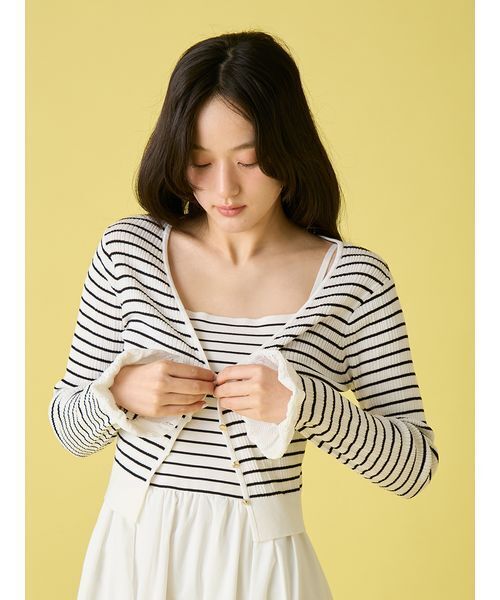 LILY BROWN(リリーブラウン)の「ウォッシャブルVネックニットカーディガン(カーディガン/ボレロ・レディース・ブラック/ピンクベージュ/その他・F)」の5枚目の写真